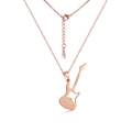 Detailed macro view of rose gold electric guitar pendant necklace in polished stainless steel - Rose Gold