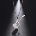 Detailed close-up of a silver guitar pendant with a brushed metal finish and O-chain - Silver