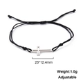 Minimalistisches Edelstahl-Hohlkreuz-Armband mit verstellbarer schwarzer Kordel - Hohlkreuz-Stil-Stahlfarbe