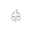Colgante de trébol de cuatro hojas hueco de acero inoxidable para collares de bricolaje - Estilo Trébol de Corazón Hueco Plateado