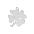 Colgante de trébol de cuatro hojas en acero inoxidable plateado con anillo superior - Estilo Trébol Plateado Pulido