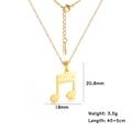 Polished gold stainless steel musical note pendant necklace with detailed dimensions - Gold Musical Note