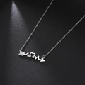 Silver stainless steel arrow necklace with MOM pendant and heart detail - MOM Heartbeat Arrow Pendant / Silver