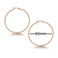 Detail of 40mm rose gold geometric hoop earrings with high polish finish and click closure - Rose Gold 30mm