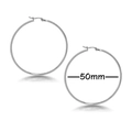 Detail of 50mm silver hoop earrings showing size measurement and high polish finish - Silver 30mm