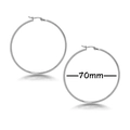 Detailed view of silver hoop earrings showing 70mm diameter and polished finish - Silver 70mm