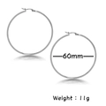 Polished silver 60mm geometric hoop earrings for women with minimalist circular design - Silver 60mm