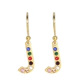 Boucle d'oreille dorée hip hop avec lettre J et strass multicolores étincelants - Lettre J