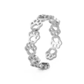 Minimalist stainless steel open ring featuring a continuous hollowed dog paw print design - Steel