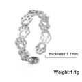 Adjustable silver puppy paw ring made of stainless steel with 1.1mm thin band - White