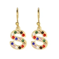 Boucles d'oreilles lettre S dorées avec strass colorés de style hip hop - S