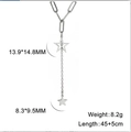 Double star pendant necklace in stainless steel with clip chain and Y-shape drop design - White