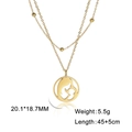 Gouden gelaagde roestvrijstalen ketting met kralen en een moeder-kind silhouet hanger - Double Layer Chain Mother Child / Goud