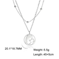 Dubbellaagse roestvrijstalen kralenketting met hanger van moeder en baby silhouet - Double Layer Chain Mother Child / Staalkleur