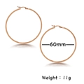 Polished rose gold geometric hoop earrings for women, 60mm diameter large circular style - Rose Gold 60mm
