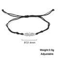 Verstellbares schwarzes Kordelarmband mit silbernem geometrischem Anhänger, 8x21,4mm - Unendlichkeit Auge-Stil-Stahlfarbe
