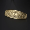 Fermaglio per capelli vintage in bronzo con martello di Thor e rune nordiche - Oro Antico