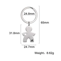Portachiavi in acciaio inox a forma di persona con cuore e farfalla, lunghezza totale 65mm - Color Acciaio