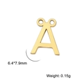 Goldener Edelstahl Buchstabe A Anhänger mit zwei Ösen, Größe 6,4x7,9 mm und 0,15 g Gewicht - Gold-A