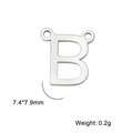Poliertes Edelstahl-Anhänger Buchstabe B mit zwei Löchern, Größe 7,4x7,9 mm in Silber - Stahlfarben-B