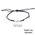 Verstellbares schwarzes Seilarmband mit einem 19,9 mm Flugzeuganhänger aus Edelstahl - Flugzeug-Stil-Stahlfarbe
