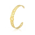 Polished gold hollow chain link cuff bracelet in minimalist oval stainless steel design - Hollow Oval Flat Link Style / Gold