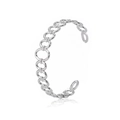 Minimalist silver interlocking circle open cuff bracelet with a polished metallic finish - Oval Ring Connection Style / Silver