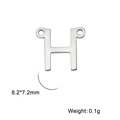 Pendentif lettre H minimaliste en acier inoxydable à deux trous, 8,2x7,2 mm - Couleur Acier-H