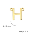 Pendentif lettre H minimaliste en acier inoxydable doré avec deux trous latéraux - Or-H