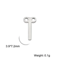 Pendentif lettre T en acier inoxydable poli avec double trou, 3,9x7,2mm, poids 0,1g - Couleur Acier-I