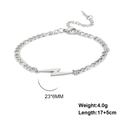 Zilveren roestvrijstalen bliksemarmband met verstelbare karabijnsluiting voor dames - Armband / Zilver