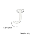 Pendentif lettre J en acier inoxydable argenté pour bracelets taille 5,6x7,2 mm - Couleur Acier-J