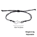 Verstellbares schwarzes Kordelarmband mit einem Afrika-Anhänger aus Edelstahl - Afrika Karte-Stil-Stahlfarbe
