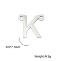 Pendentif lettre K en acier inoxydable argenté avec doubles boucles pour bijoux DIY - Couleur Acier-K