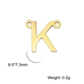 Pendentif lettre K en acier inoxydable doré avec double trou pour bijoux DIY - Or-K