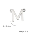 Pendentif lettre M en acier inoxydable argenté, taille 9,1x7,2mm avec doubles boucles - Couleur Acier-M