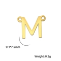 Pendentif lettre M en acier inoxydable 304 doré poli avec deux boucles pour bijoux - Or-M