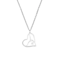 Collier chic en acier inoxydable avec pendentif coeur évidé et silhouette gymnaste - Acier-Cœur Gymnastique 1