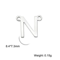 Connecteur lettre N en acier inoxydable 304 poli, taille 8,4x7,3mm, poids 0,15g - Couleur Acier-N