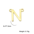Pendentif lettre N en acier doré avec deux anneaux, dimensions 8,4x7,3mm - Or-N