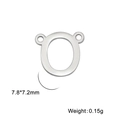 Pendentif lettre O en acier inoxydable argenté poli avec double trou 7.8x7.2mm - Couleur Acier-O