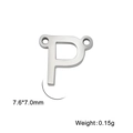 Pendentif lettre P en acier inoxydable avec double trou pour bijoux DIY, taille 7,6x7,0mm - Couleur Acier-P