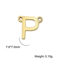 Pendentif lettre P en acier inoxydable doré à double trous pour création de bijoux - Or-P