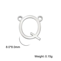 Pendentif lettre Q en acier inoxydable poli à deux trous pour création de bijoux - Couleur Acier-Q
