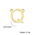 Pendentif lettre Q en acier inoxydable doré poli avec doubles trous, 8x8mm - Or-Q