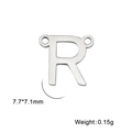 Pendentif lettre R en acier inoxydable argenté poli avec double trou, 7,7x7,1 mm - Couleur Acier-R