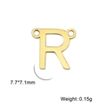 Pendentif lettre R doré en acier inoxydable poli avec double trous pour bijoux DIY 7,7x7,1mm - Or-R