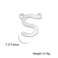 Pendentif lettre S en acier inoxydable 304 pour création bijoux 7,3x7,6mm - Couleur Acier-S