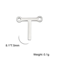 Connecteur pendentif Lettre T en acier inoxydable 304 argenté à double trous 8,1x7,5mm - Couleur Acier-T