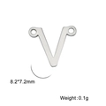 Connecteur pendentif lettre V en acier inoxydable pour bijoux DIY, taille 8,2x7,2 mm - Couleur Acier-V